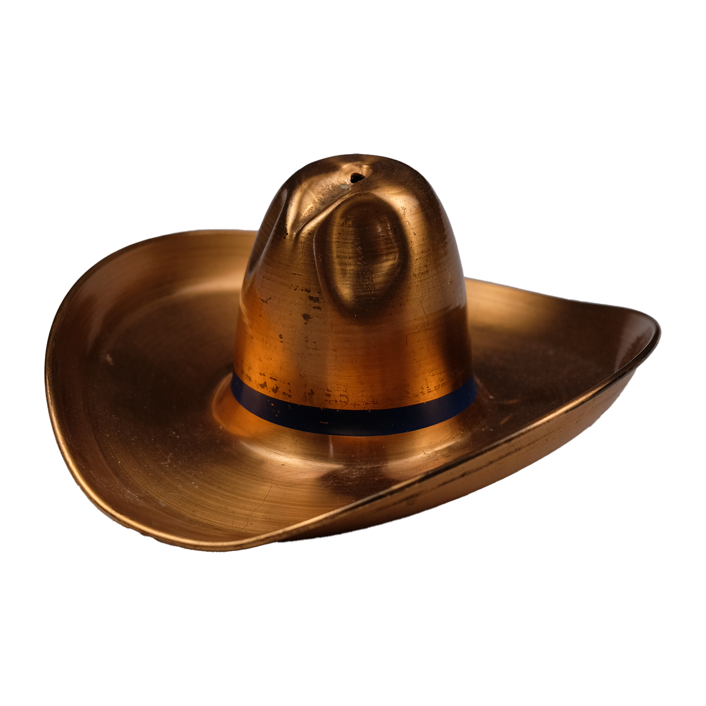 Blue Painted Band Copper Cowboy Hat Ashtray