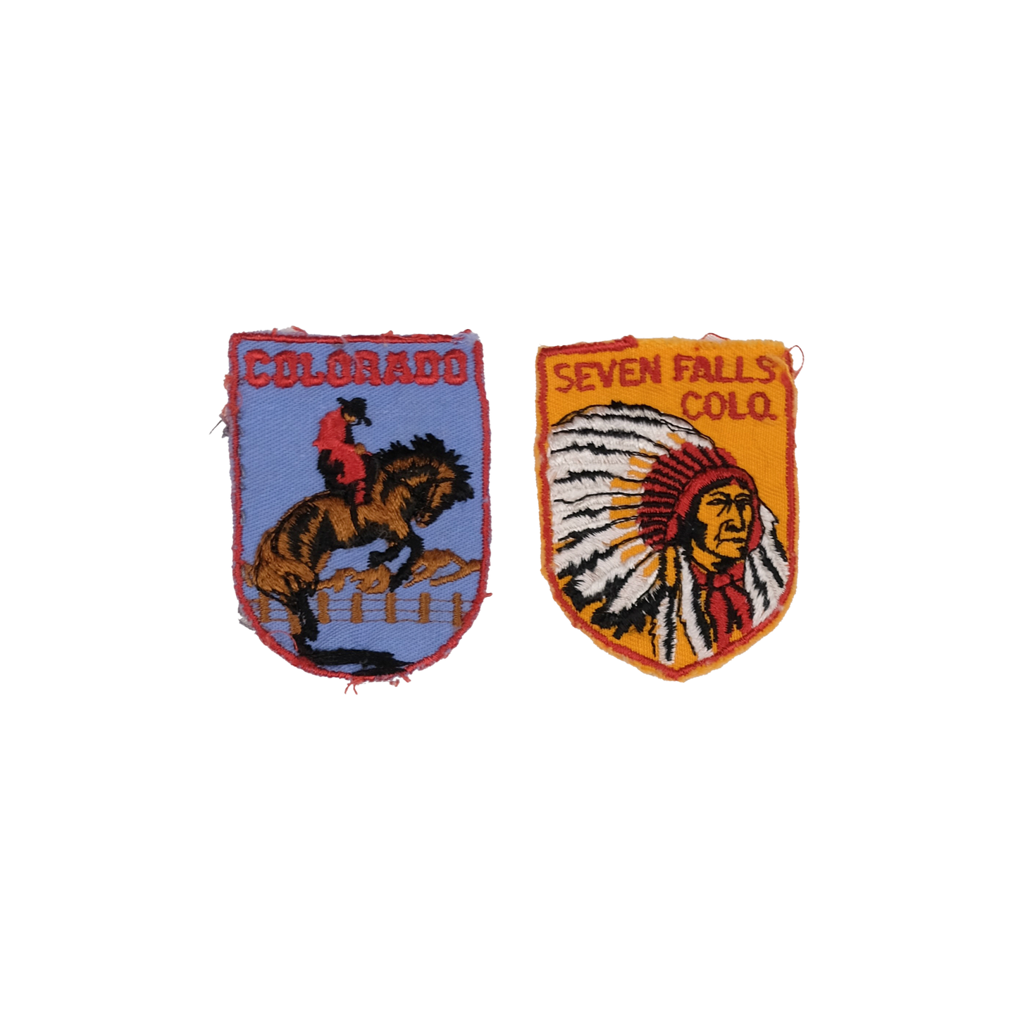 Colorado Cowboy & Native American Embroidered Patch Duo
