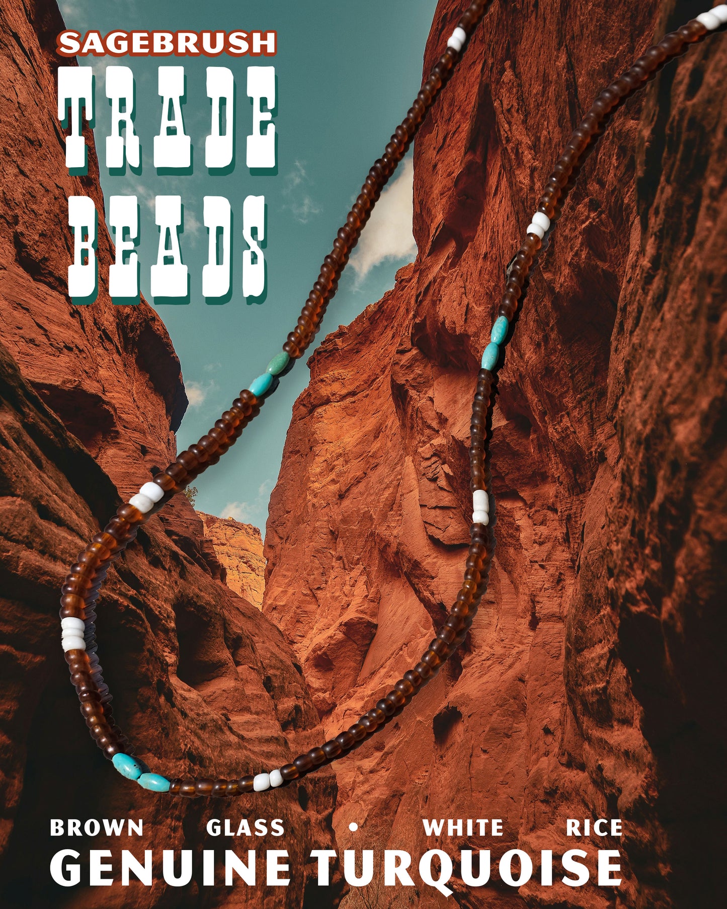 Brown Glass & Turquoise Trade Beads