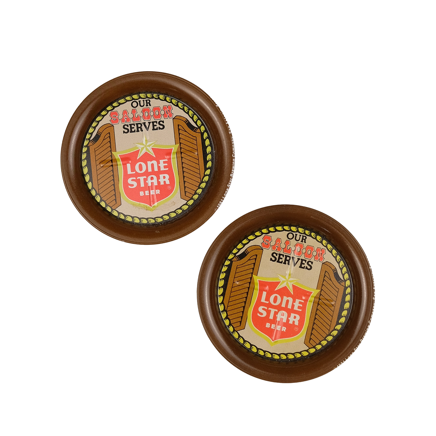 1980s Lone Star Beer Tin Coasters - Set of 2