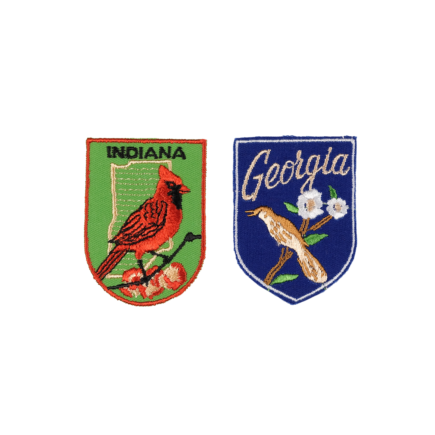 Two Bird States Embroidered Patch Duo