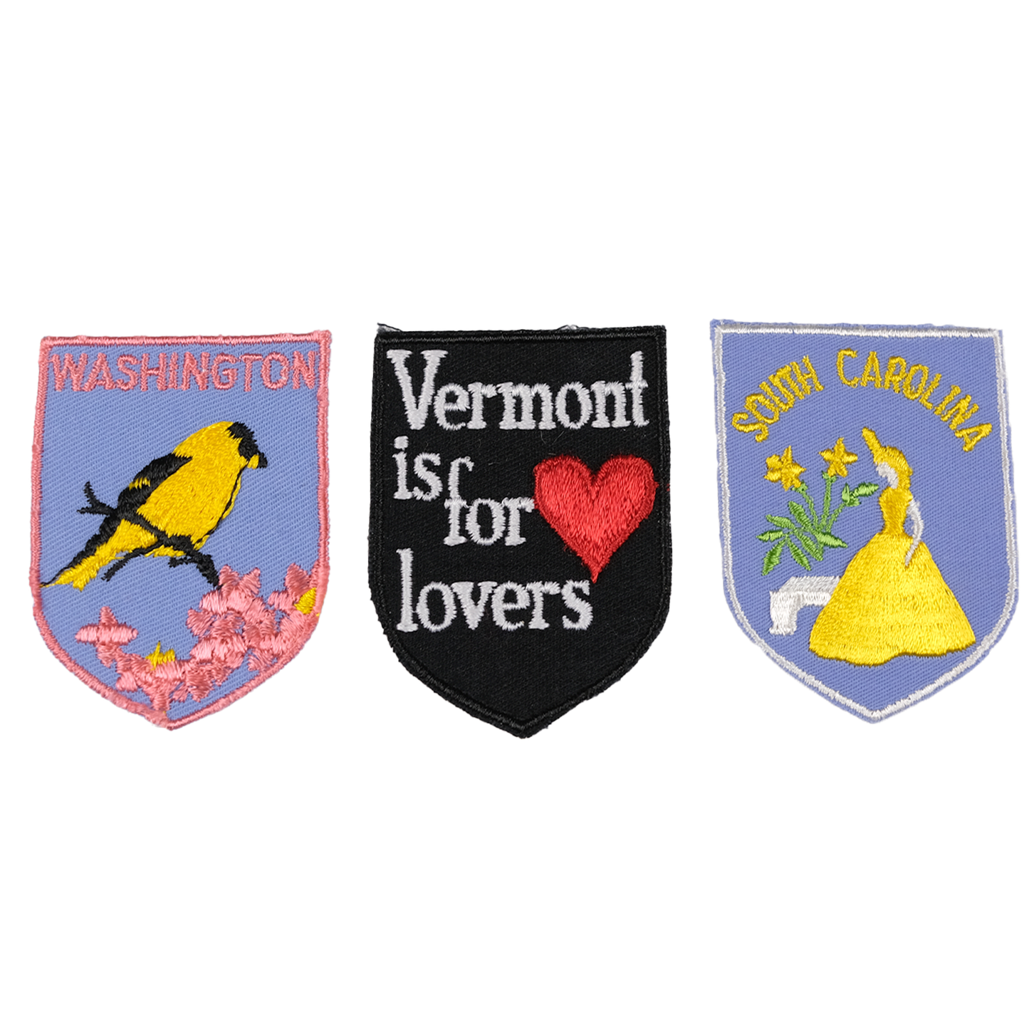 Vermont is for Lovers Embroidered Patch Trio