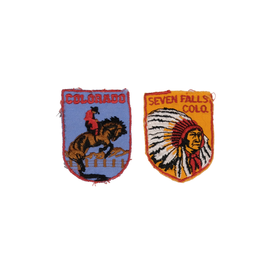 Colorado Cowboy & Native American Embroidered Patch Duo