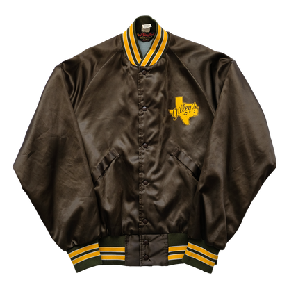 Gilley's Brown Satin Bomber Jacket