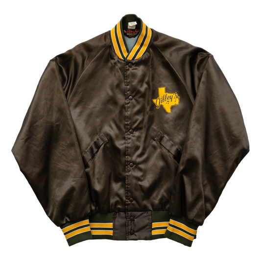 Gilley's Brown Satin Bomber Jacket