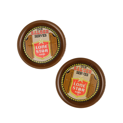 1980s Lone Star Beer Tin Coasters - Set of 2