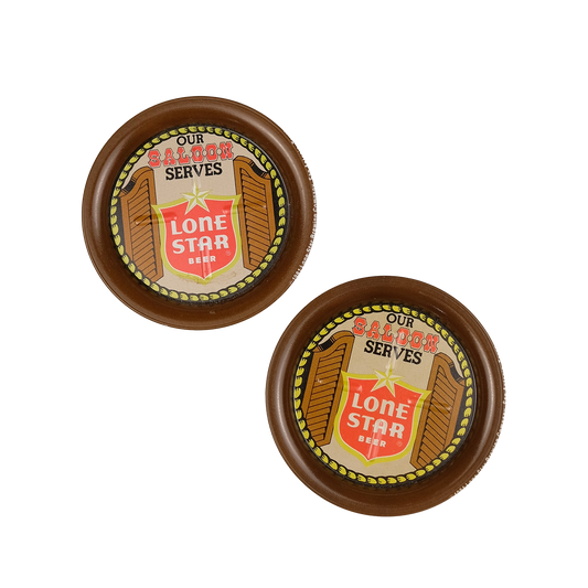 1980s Lone Star Beer Tin Coasters - Set of 2