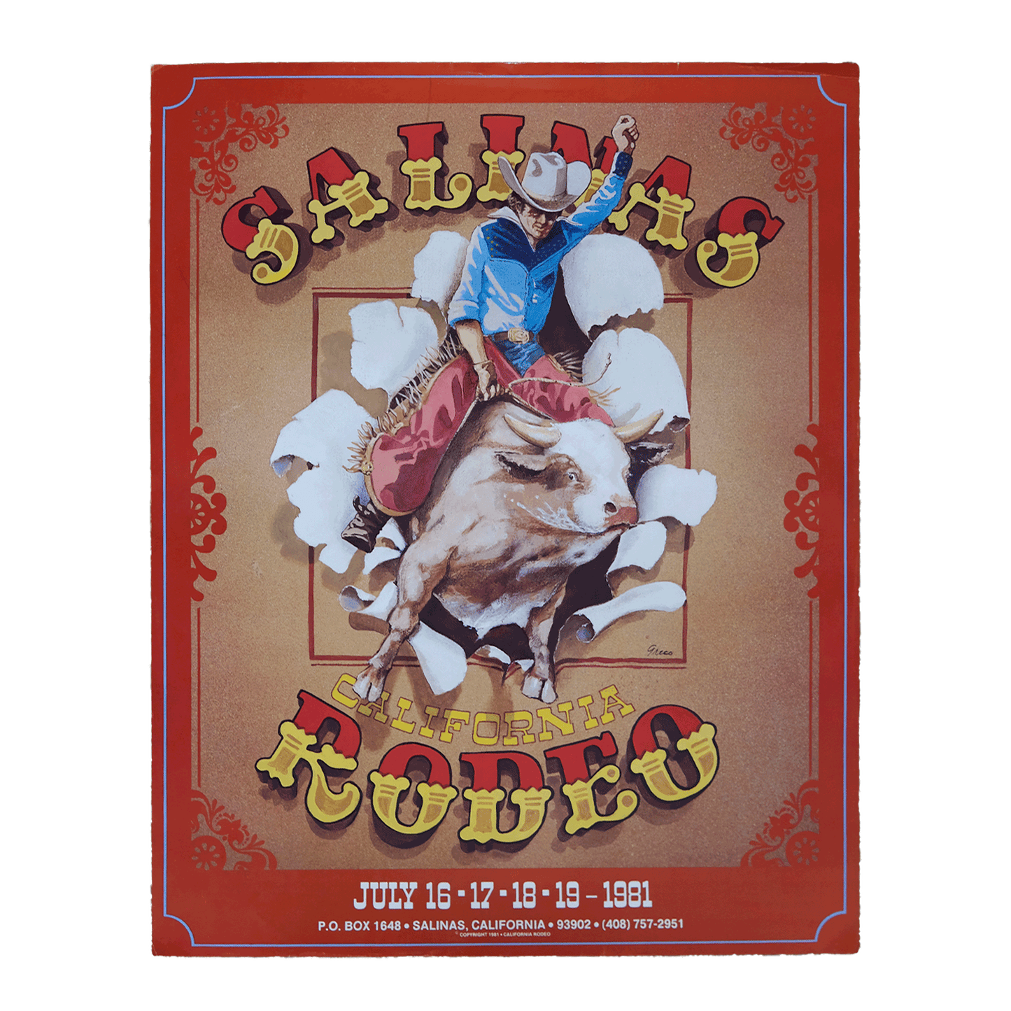 Salinas California Rodeo July 1981 Poster
