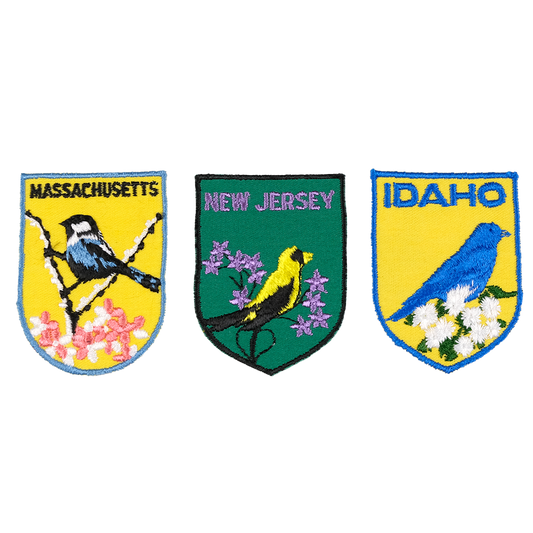 Three Bird States Embroidered Patch Trio
