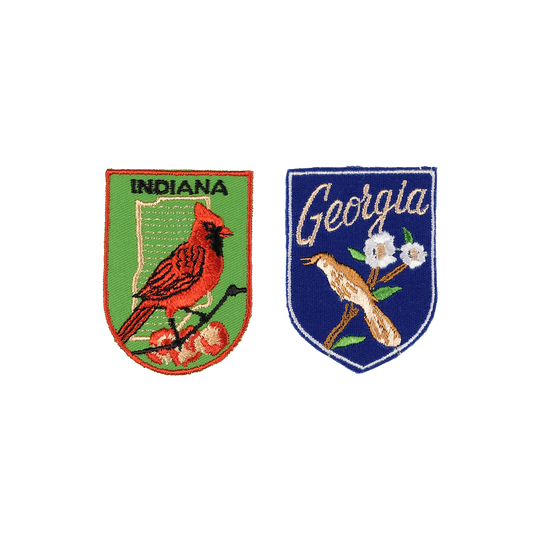 Two Bird States Embroidered Patch Duo