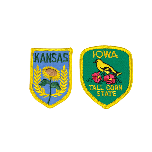 Kansas & Iowa Embroidered Patch Duo