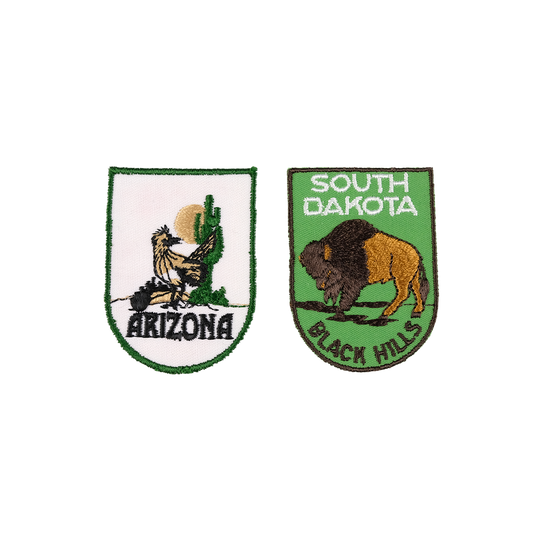 Cactus Wren & Buffalo Embroidered Patch Duo