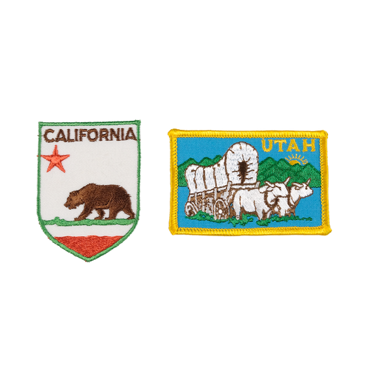 California & Utah State Embroidered Patch Duo