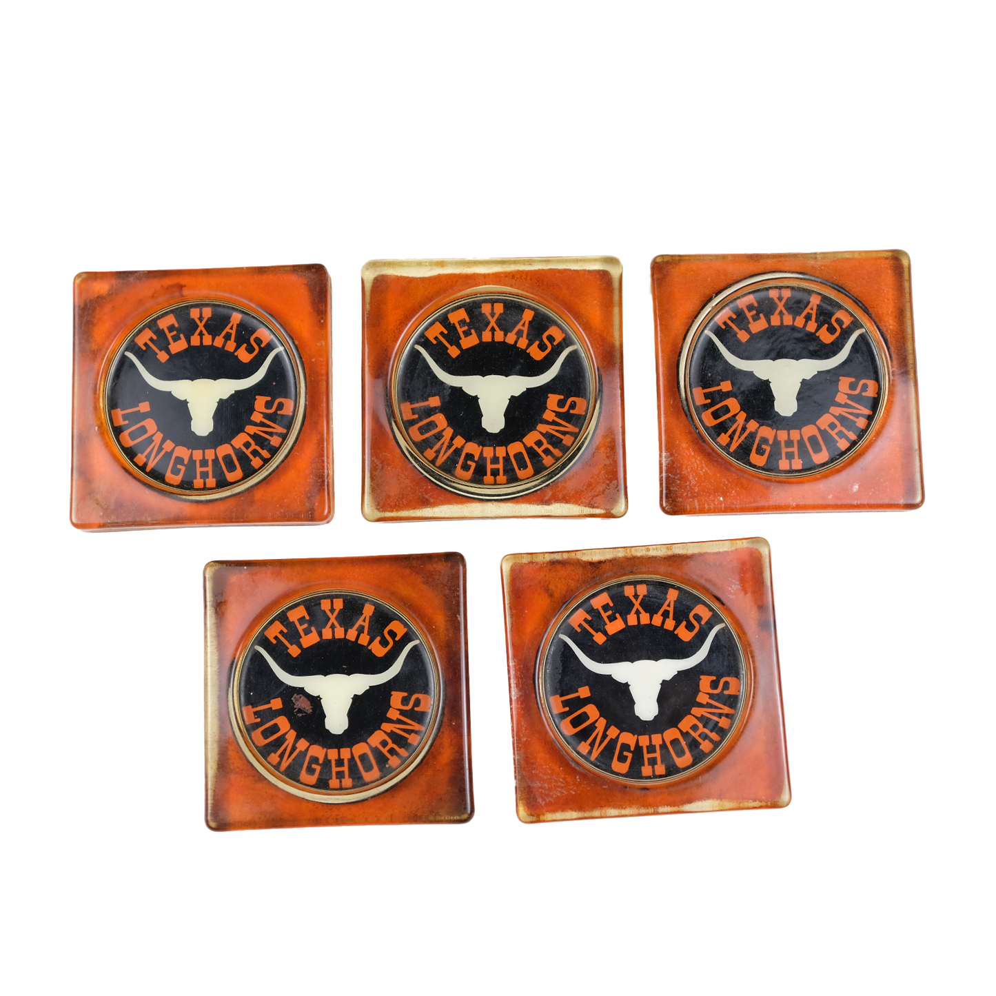 1970s Texas Longhorns Resin Coasters - Set of 5