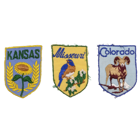 Three States Embroidered Patch Trio