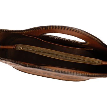 Tooled Leather Horse Tote