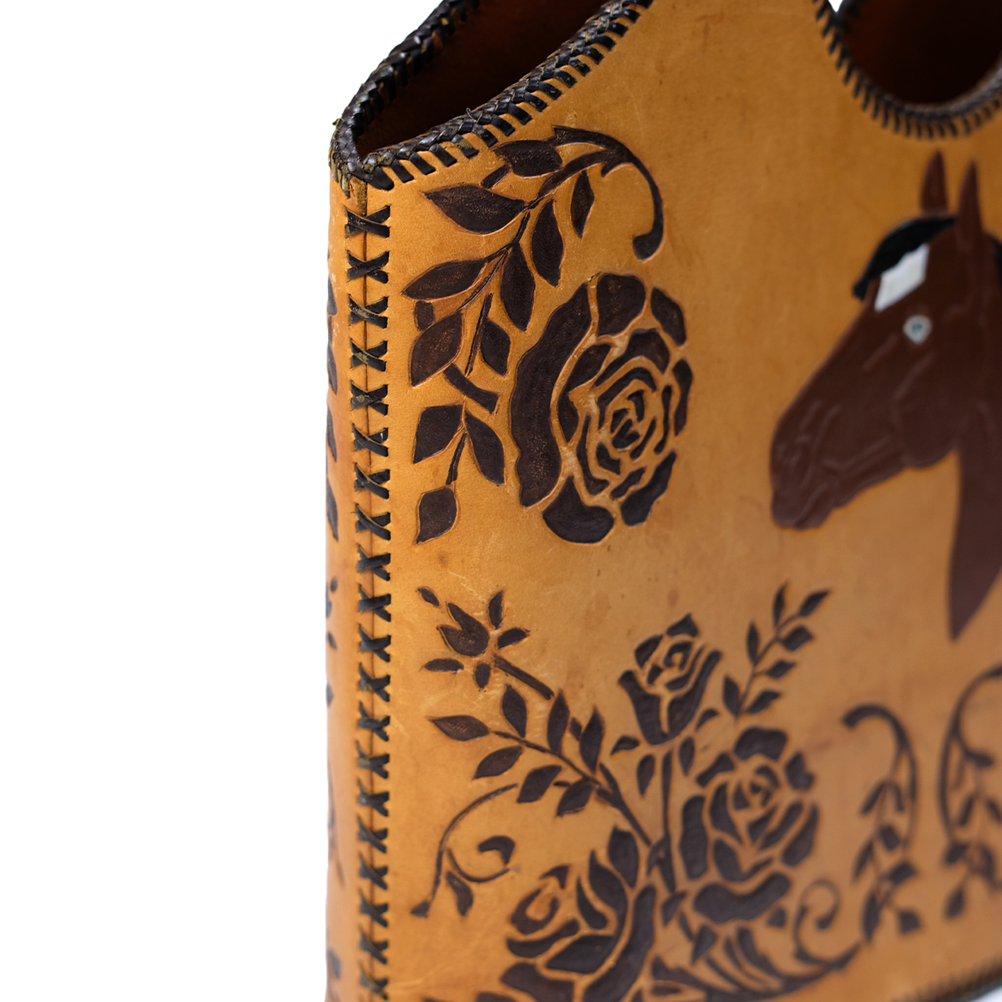 Tooled Leather Horse Tote