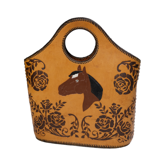 Tooled Leather Horse Tote