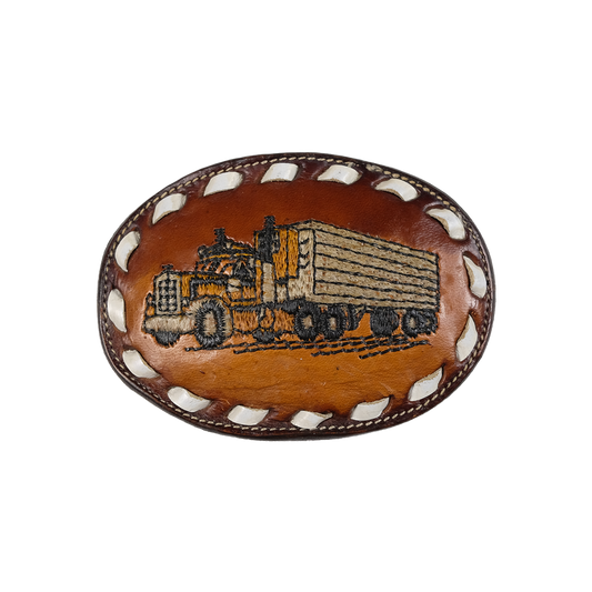Tony Lama Truck Leather Belt Buckle